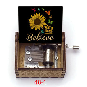 Mothers Day Gifts Melody You Are My Sunshine Music Box Movement Hand Crank Wooden Music Box Mechanism Valentine's Day Gift