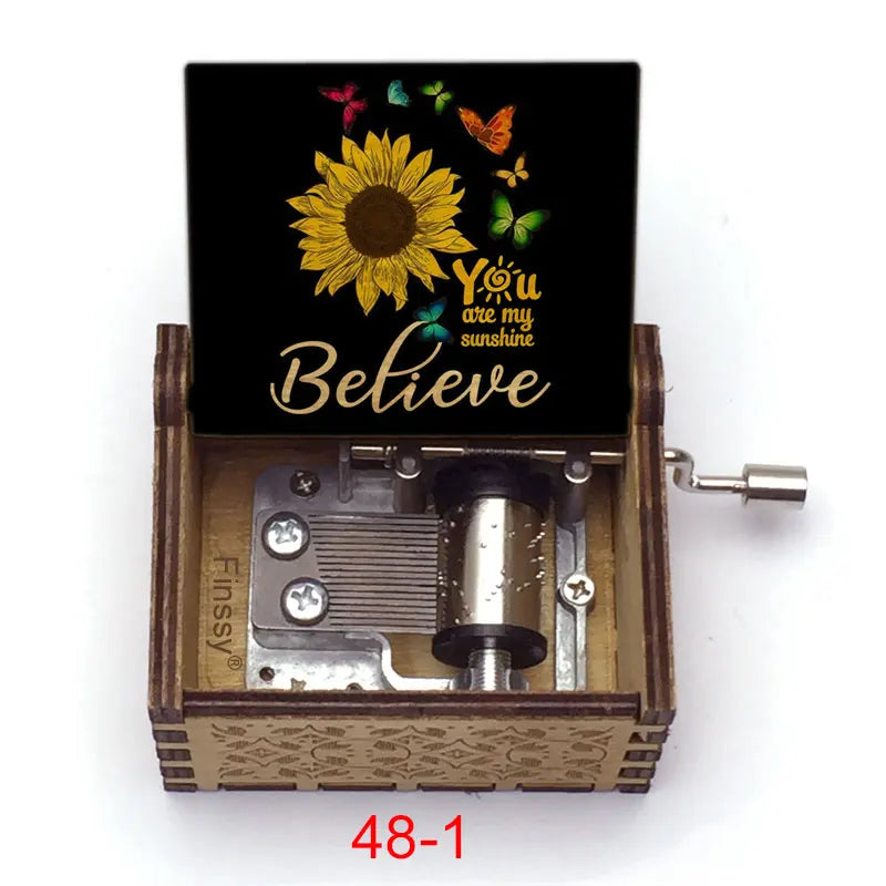 Mothers Day Gifts Melody You Are My Sunshine Music Box Movement Hand Crank Wooden Music Box Mechanism Valentine's Day Gift
