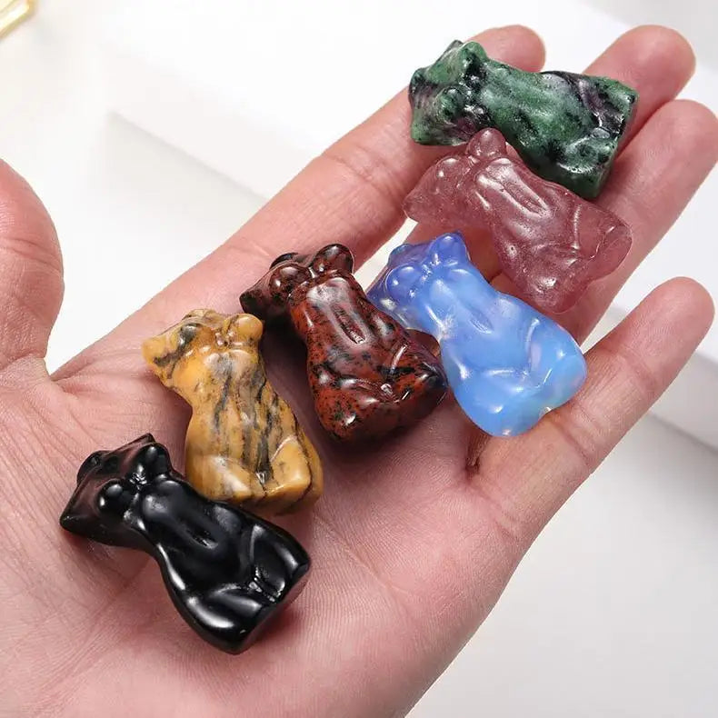 4*2cm Mini Crystal Goddess Model Lady's Body Hand Carved Natural Gemstone Rose Quartz Female Mannequin Torso for Home Decor Gift