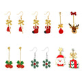 Christmas Cartoon Drip Oil Creative Lovely Snowflake Bell Deer Christmas Hat Santa Drop Earrings Jewelry