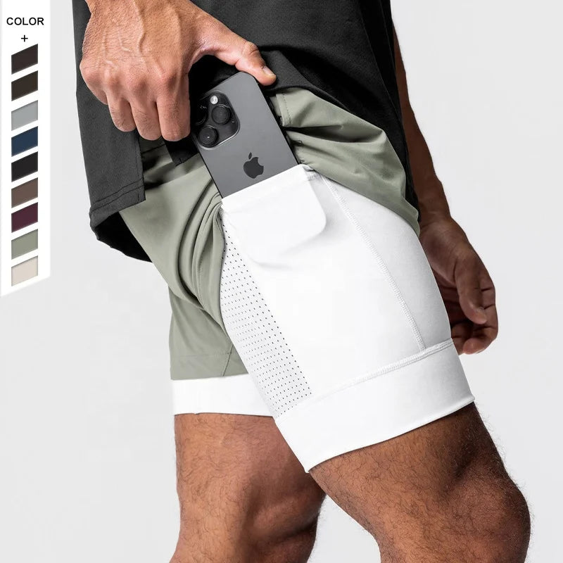 Men's Custom Summer Basketball Shorts Quick Dry Elastic Spandex With Double Layer for Muscle Training Running Fitness Sports