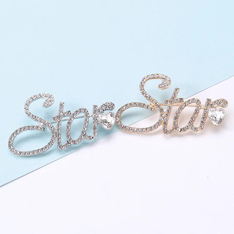 Wholesale Luxury Alloy Brooch Pins Stars and Letters for Children's Clothes Decoration for Weddings Parties and Gifts