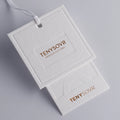High Density Custom Brand Name End Folded Paper Neck Hang Tags Rectangle Eco-Friendly Sustainable Clothing Labels for Bags