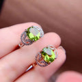 Hot Popular Fashion 925 Sterling Silver White Gold Plated Adjustable Natural Peridot Women's Oval Cut Classic Wedding Party