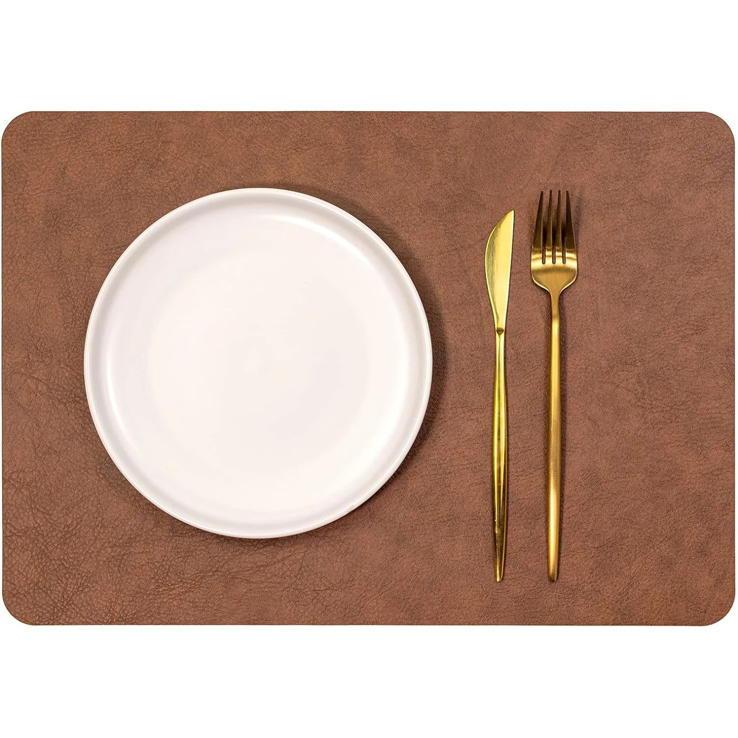 Custom Luxury Brown Vintage Leather Placemat Faux Leather Placemats Waterproof Coffee Mats Placemats Leather for Restaurant