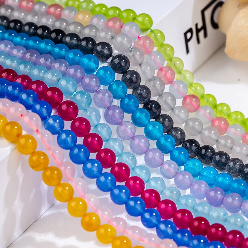 Wholesale Mixed 8MM Round Jades Chalcedony Stone Beads Healing Crystal Natural Stone Loose Beads DIY Jewelry Making