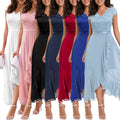 New Casual Dresses Xunleisi Party Evening Dress Bridesmaid Dress Solid Color Short Sleeve Dresses Women Summer Mini Simple
