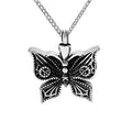 Stainless Steel Christian Cremation Urn Necklace Ashes Pendant Butterfly Memorial Ash Keepsake Vintage Silver Plated Jewelry