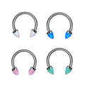 G23 Titanium Internally Threaded Spike Opal Horseshoe Ring Nose Cartilage Body Piercing