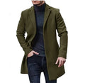 European Size Men 2024 Autumn Winter Coat Lapel Felt Single Breasted Medium Long Trench Coat Solid Color Coat