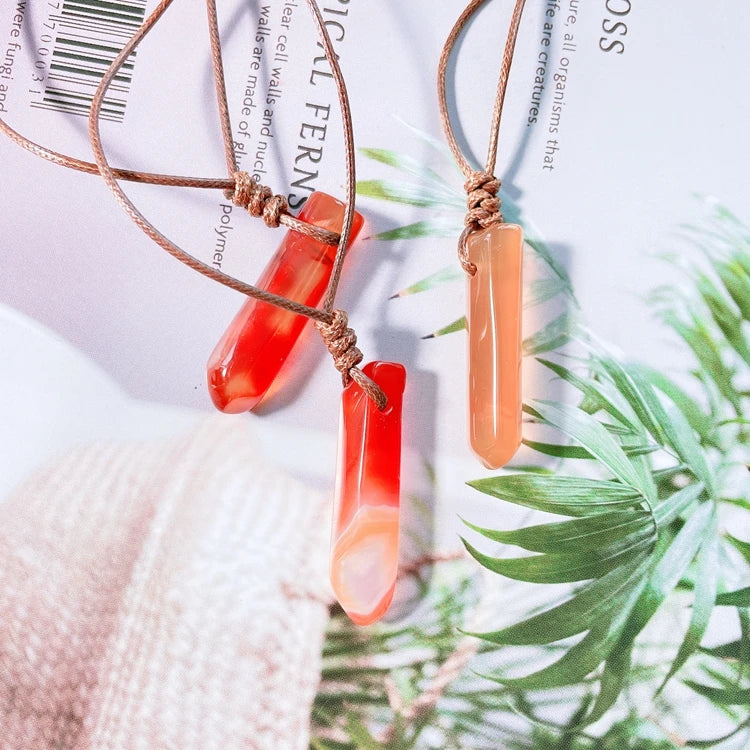 Huiying Tumble Shaped Mixed Stone Pendants Healing Red Agate Gemstone Charms For Necklace Jewelry Making Hole Jewelry