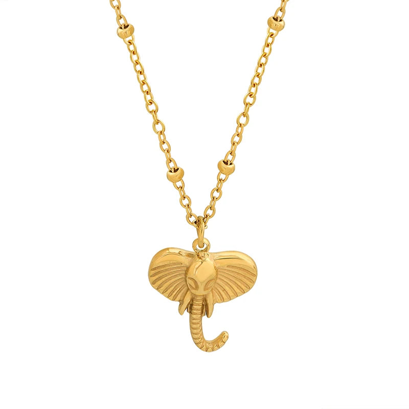 Wholesale Elephant Pendant Necklace Jewelry Ball Chain Stainless Steel Necklace for Women