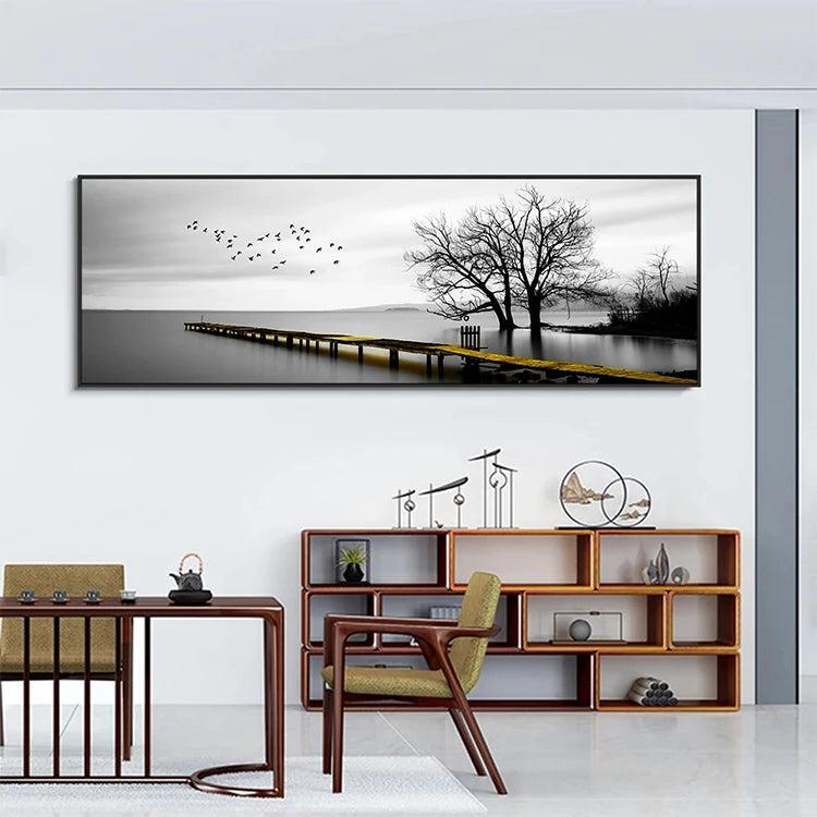 Large Canvas Painting Living Room Decorative Black White Posters Abstract Landscape Paintings
