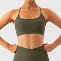 SHINBENE Women Medium Support Fitness Training Ribbed Racerback Padded Cropped Yoga Workout Sport Bras