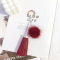 Luxury Shiny Diamond Leather Tassel Key Chain Bag Pendant Bag Charm Gift Keyring with Real Mink Pompoms Car Keychains