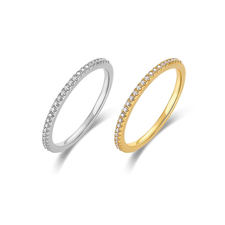 S925 Sterling Silver Eternity Band Rings Rhodium Plated Moissanite Diamond Wedding Engagement Fine Jewelry Women