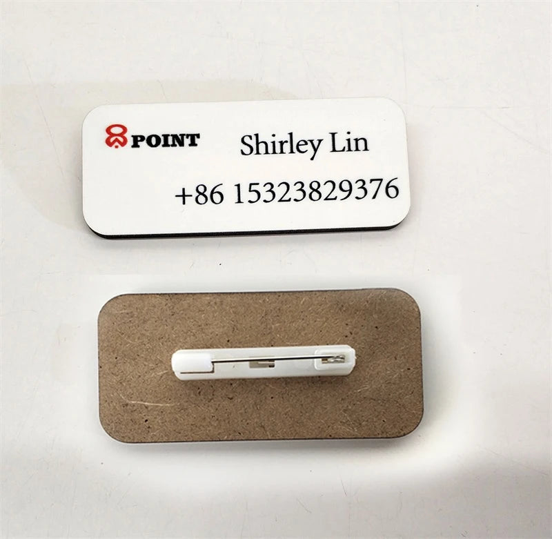 Rectangle Name Tag Company logo Personal Badge Waterproof Sublimation Customized