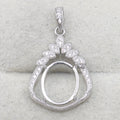 Sterling Silver 10*12mm Semi Mount Pendant Empty Frame Blank Support Setting S925 Base Holder Without Center Stone for DIY Inlay