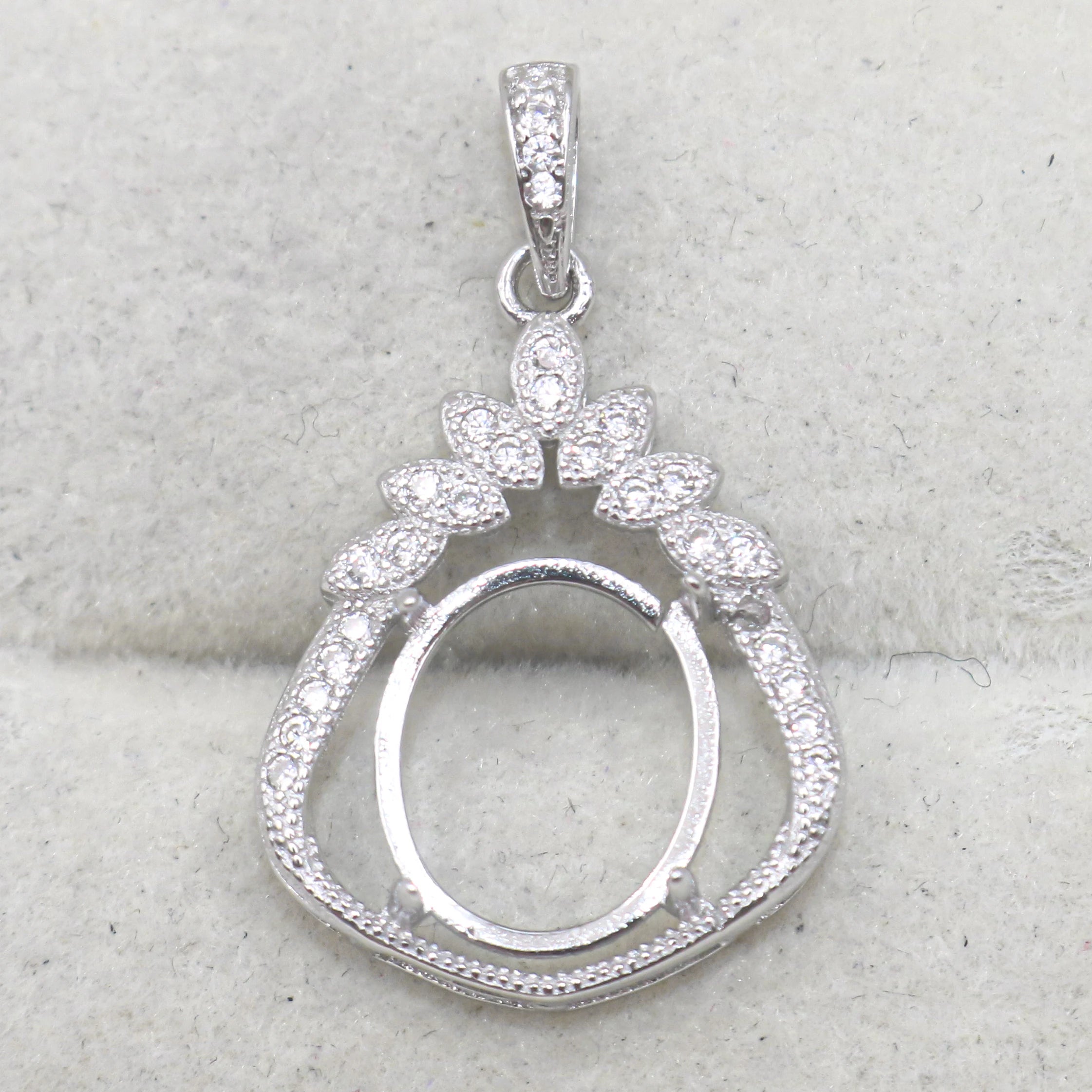 Sterling Silver 10*12mm Semi Mount Pendant Empty Frame Blank Support Setting S925 Base Holder Without Center Stone for DIY Inlay