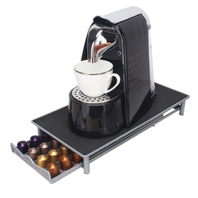 Modern Classic Metal and Iron Foldable Double Layer Black Standing Type Coffee Capsule Rack for Cafes