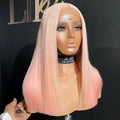 Platinum Pink Colored Lace Front Wig Green Short Straight Bob Human Hair Wigs 613 Blonde 13*4 HD Transparent Laceal Frontal Wig