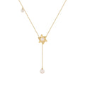 Original Design 18K Gold Plated Brass Jewelry Gold Color Link Chain Windmill Pearl Pendant for Women Party Necklace P223365