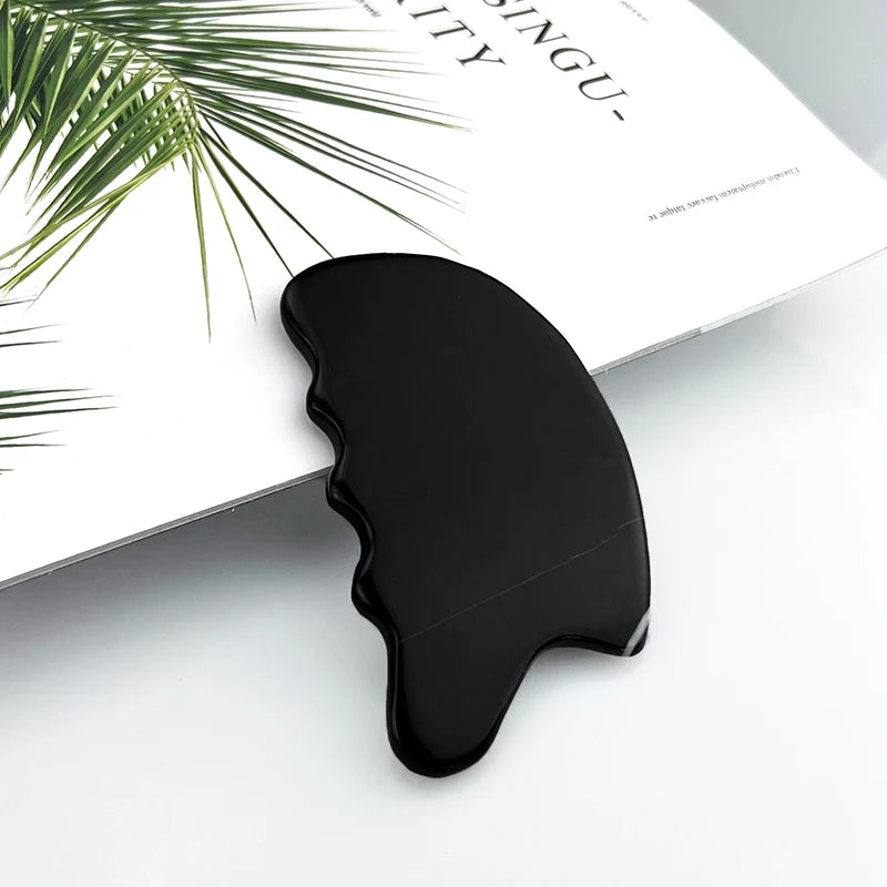 Natural Black Bian Stone Facial Scraper Anti-Wrinkles Body Benefit Improves Blood Circulation