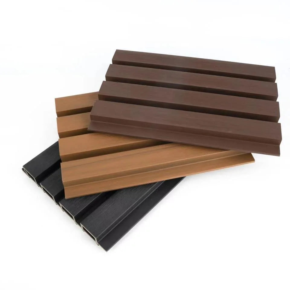 European Style Co-Extruded WPC Fluted Cladding Panel Outdoor Waterproof Wall Board for Villa Bedrooms Bathrooms Graphic Included