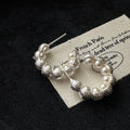 Luxury 925 Sterling Silver Women Vintage Simulated Pearl Shell Hoop Earrings for Girls Gifts