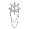 New Korean Jewelry Gift Suit Brooch Badge Navy Style Crystal Beaded Chain Corsage Beaded Men Rhinestone Anchor Lapel Pin Brooch