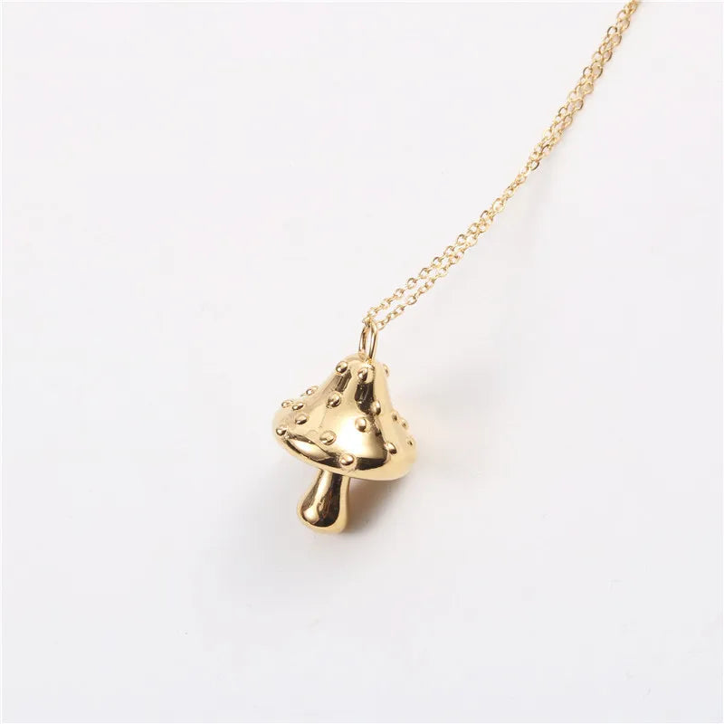 Funny Cute Stainless Steel Mushroom Shape Pendant Necklace