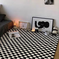 Ultra Soft Floor Washable Black and White Checkerboard Rug Fuzzy Living Room Carpet