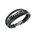 New Arrival Unisex Punk Charm Braided Genuine Leather Bracelet with Stainless Steel Magnetic Clasp Gift