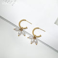 VIANRLA Stainless Steel Jewelry Leaf Shape Pearl Earrings Minimalism Gift 18K Gold PVD Plated Free Laser Logo Drop Shipping