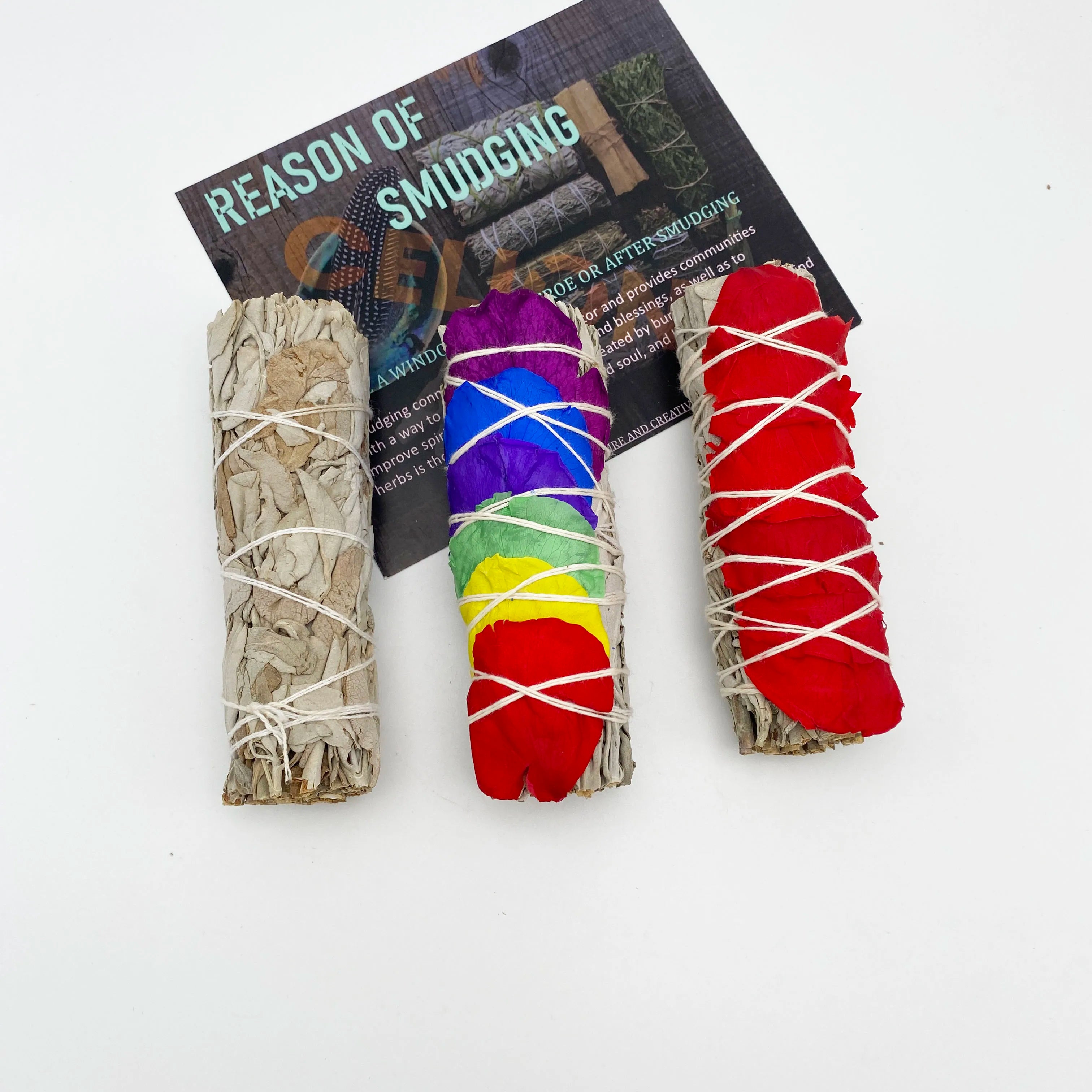 CELION Organic Sage with Rose Smudge Stick for Home Cleansing Negativity Incense Healing Meditation California with Bowl