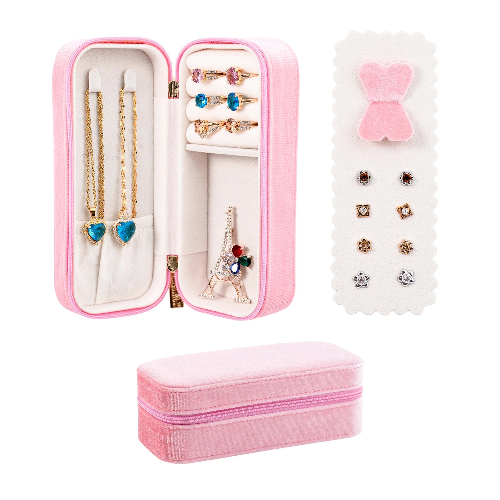 SANQIANWAN Handmade Simple Velvet Stand Jewelry Box Women Wedding Small Storage Rings Earrings Jewelry Packaging Case Organizer