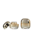 Wholesale 30g 50g Gold Color Cream Round Containers Empty Cosmetic Packaging Gradient Glass Jar With Gold Lid