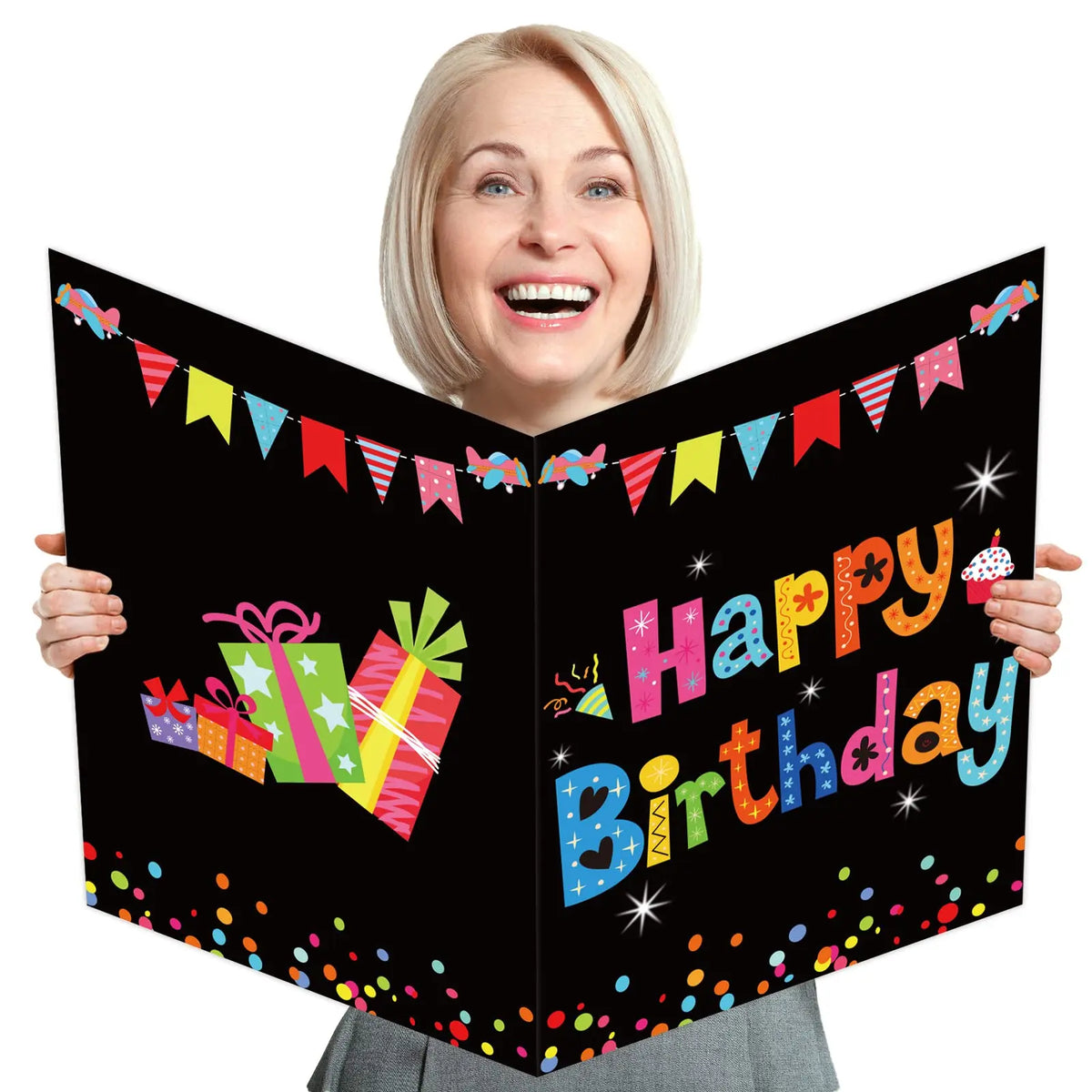 Myway Jumbo Birthday Party Greeting Card Giant Guest Book Happy Birthday Party Decorations Supplies Gifts for Office