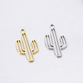 Stainless Steel PVD Gold Plated Hollow Cactus Pendant Jewelry Accessories Titanium Steel DIY Cactus Charm Jewelry Fitting(SZ108)