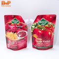 Custom Aluminum Stand up Spout Pouch 500ml Tomato Sauces Ketchup Packaging Bags Reusable Plastic Beverage Bags with Nozzle