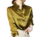 RNSHANGER Autumn Women Satin Shirt New Elegant and Youthful Woman Blouses Office Ladies White Long Sleeve Shirts