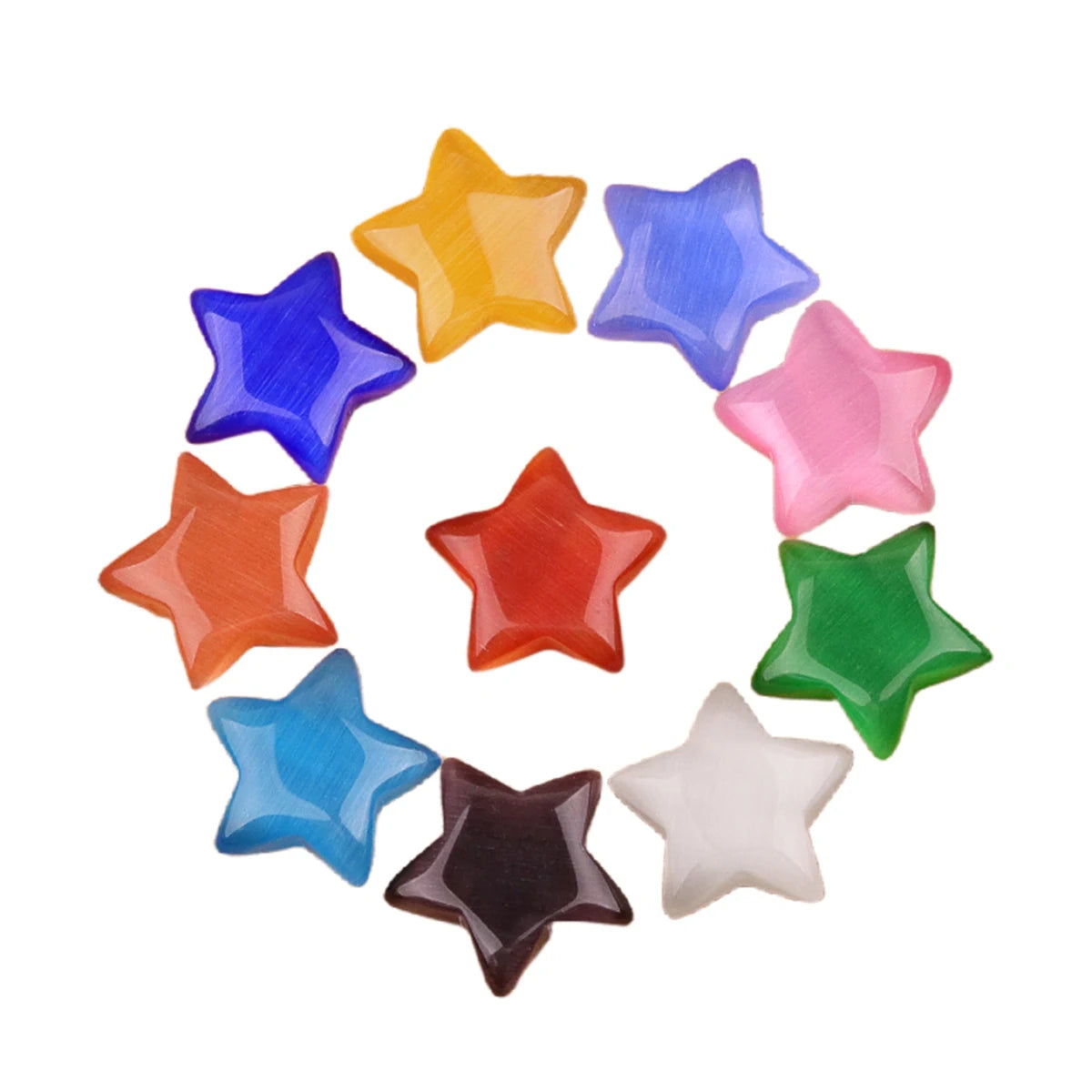 Polished 30mm Cat Eye Star Pendant Healing Crystal Five-pointed Star Stone Charms for Jewelry Design Women Gift Wholesale