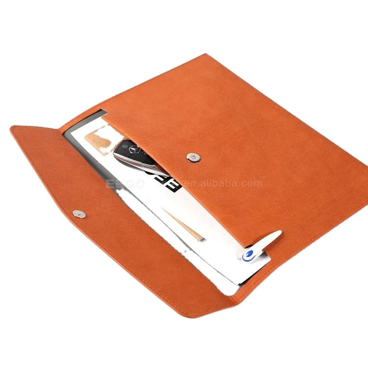 Customized Size Scratch-Proof Lamination Embossed Debossed PU Leather File Document Presentation Folder Elegant Filing Envelopes