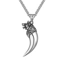 Nordic Viking Wolf Head Pendant Necklace Punk Rock Wolf Teeth Necklace Men's Hip Hop Wolf Tooth Necklace