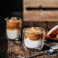 Small Order Welcome Double Wall Glass Cup for Cafe Americano Juice Tea