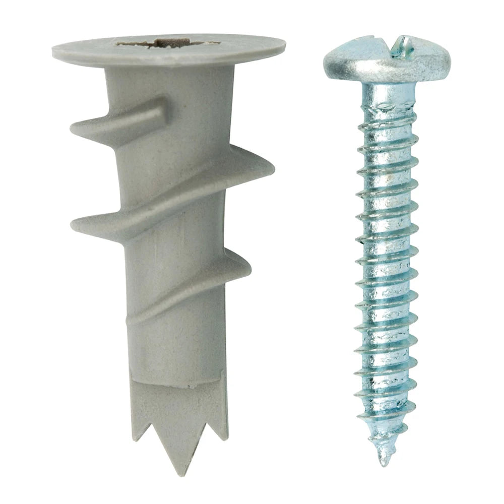 Hollow Wall Bolt Anchor with Screws Drywall M4*32 Plastic Expansion Tube Ribbed Wall Anchors