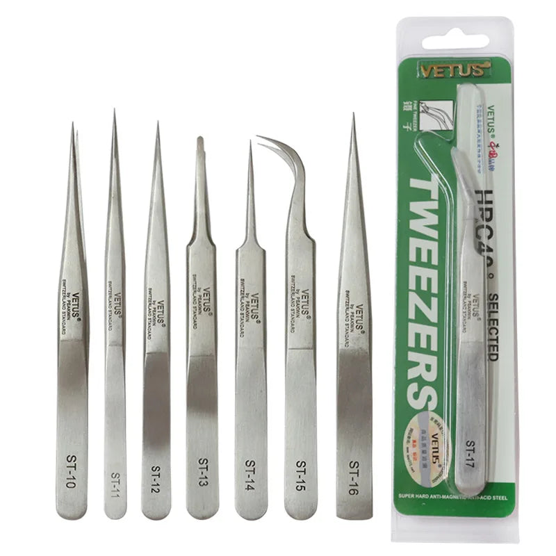 Beiqili ST Vetus Pointed Tip Stainless Steel Eyelash Extension & Eyebrow Tweezers Private Label