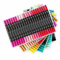 48 Colors Washable Twin Head Water Colored Markers Pastel Highlighter Pen Brush Set Packaged MegaBDM