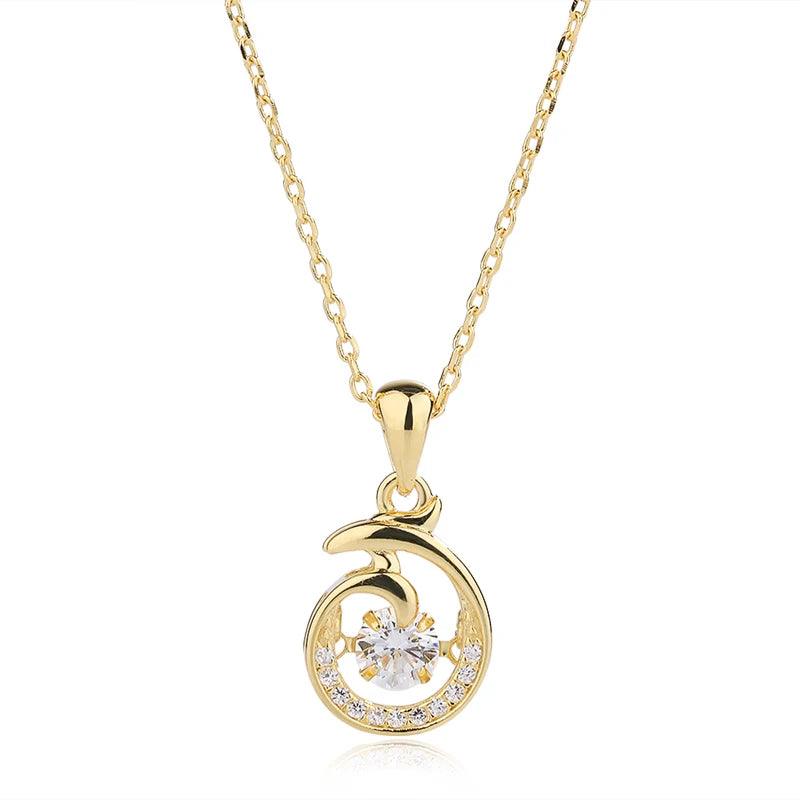 Fashionable 925 Sterling Silver Dolphin 18k Gold-plated Real Gold Pendant Women's Jewelry Necklace