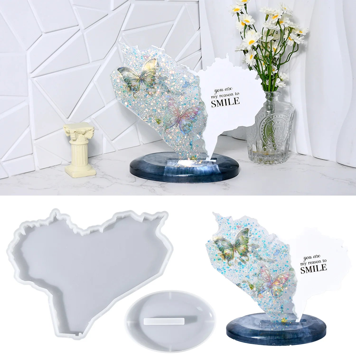 Diy Glue Mold Map Section Insert Row Three-dimensional Decoration Silicone Mold Home Decoration